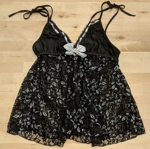 Black & silver lace babydoll - stretch